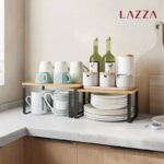 شلف چوبی دوطبقه چند حالته برند لازا مدل KT-SH-02-WD